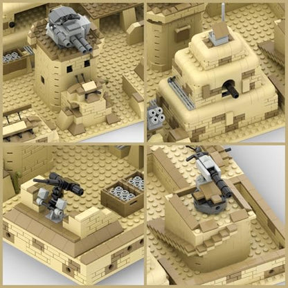Military Base Building Brick Set, Defence Base Guard Tower Toy | 1000+ Pcs set with Defence Base, Guard Tower, Heavy Weapons and Weapon Packs; military building kits toys for figures