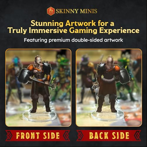 Skinny Minis Monstrous Races Miniatures Set, 24 Medium Flat Minis with Bases, Fantasy Monster Minis for Tabletop Game RPG Campaigns, DND Compatible, TTRPG 5e & Pathfinder Minis