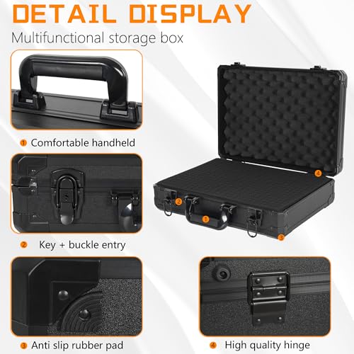 15 Inch Hard Carrying Storage Case | Ideal for Microphone & Camera Gear Transportation, DJ Mixer Case with Customizable Pre-Diced Foam, 15 X 11 X 4.3 Inch, Black - size: Inner：14.5''X 10.5 X 5.5''