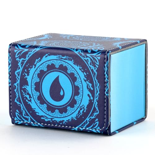 Deck Box for MTG Cards, Trading Commander Deck Case Holds 120+ Sleeved Cards, PU Leather Magnetic Collectible Card Storage Box Fits for TCG Magic Card (Blue) - color: Blue