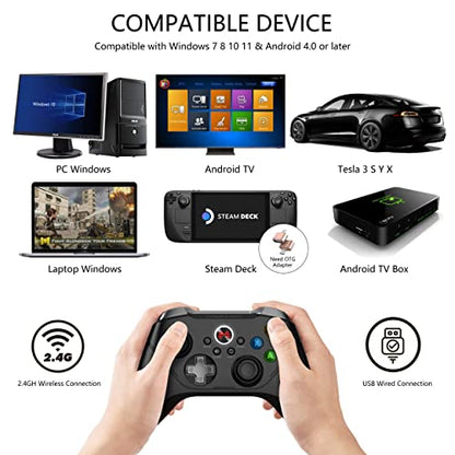 BEITONG Asura 2 Pro PC Game Controller Wireless Gamepad Joystick Hall Effect Trigger For Windows 7 8 10 11,Android TV,Steam,Tesla,Simulator,with Programmable M Buttons (Black) | Hall Effect Trigger, Wireless Gamepad, Programmable M Buttons, Mechanical But