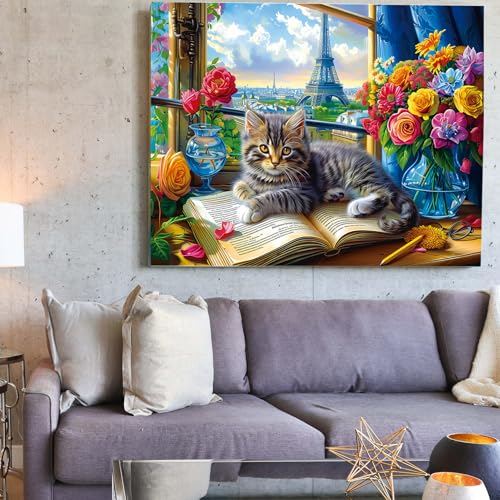 Jigsaw Puzzles 2 Pack 1000 Pieces - Puzzles for Adults - Cats Kitten in Flower Room - Funny Pets Puzzles for Adults 1000 Pieces and up - color: Cats Kitten in Flower Room & Paris