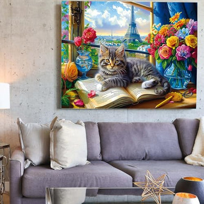 Jigsaw Puzzles 2 Pack 1000 Pieces - Puzzles for Adults - Cats Kitten in Flower Room - Funny Pets Puzzles for Adults 1000 Pieces and up - color: Cats Kitten in Flower Room & Paris