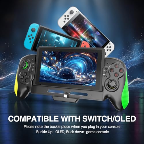 veoyya Controller Compatible with Nintd,Sch/OLED, Rechargeable Plug-in Switch Controller, One Piece Ergonomic Grip Swtch Controller for Handheld Mode with Turbo,Dual Vibration,6-Axis Motion Control