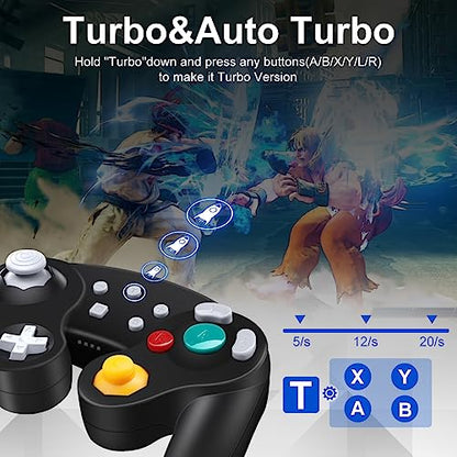 ADHJIE Wireless Gamecube Controller for Nintendo Switch,Wireless Switch Pro Controller for Nintendo Switch/PC/Steam,One-Button Wake Up,6-Axis Gyro Motion,Turbo & Auto Turbo(Black) - color: Black