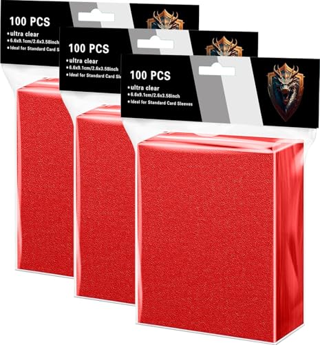 300 CountCard Sleeves for Trading Cards,Red Color Deck Card Sleeve,Premium Matte Standard Size Card Protectors for MTG,CCG,TCG Playing Game Cards, Football Card,Sports Cards (Red&Black) - color: Red&black