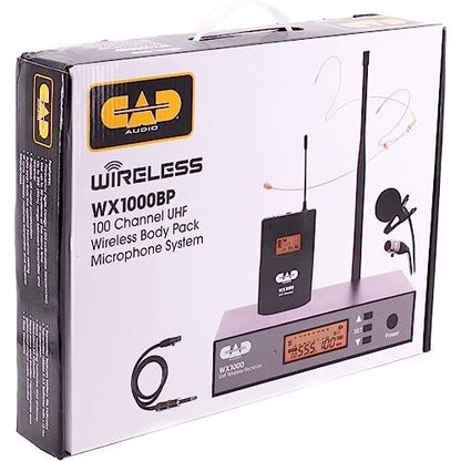 CAD WX1000BP Wireless Bodypack Mic System with Lav, Headset, and Guitar Cable (510 to 570 MHz) Bundle with Watson Rapid Charger with 4 AA Batteries