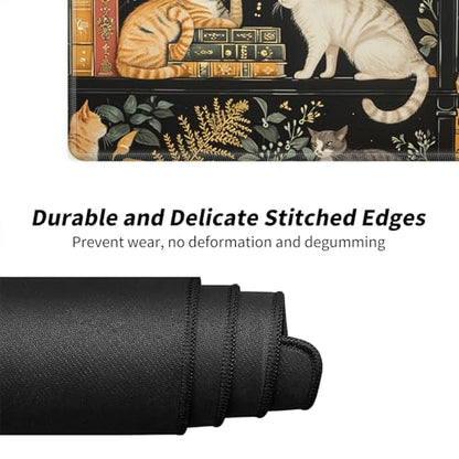 Cats and Bookshelves for MTG & TCG Playmat Mouse Pad,BFDHGQZC 24" x 14" Game Mat for MTG/RPG/CCG Trading Card Game Playmats Table Mat Perfect for Card Games Video Games Computer Office - color: Cats and Bookshelves