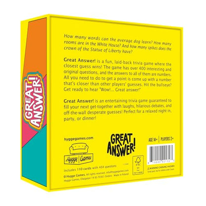 Hygge Games Great Answer! Fun Family Trivia Game | Closest Guess Wins