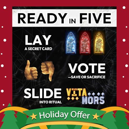 Vita Mors: Conspiro – Premium Social Deduction Game for 5–10 Players | Pocket-Size Metal Edition | Holiday Coupon Available