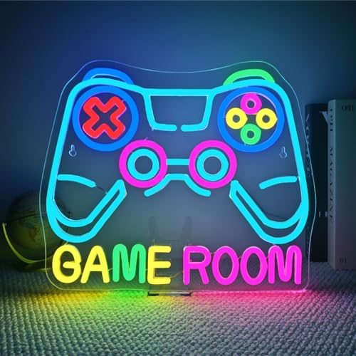 Game Room Neon Sign Gaming Neon Signs for Wall Decor Gameing On LED Light for Man Cave Bar Club Decor Gamer Light Up Sign for Game Players Gamer Lover Gifts for Teens - color: Colorful-D-3D Game room