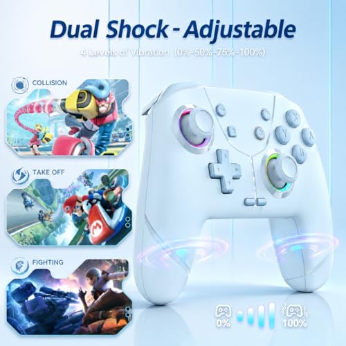 Switch Controller, Wireless Pro Controller for Nintendo Switch 2/Switch/Lite/OLED, Bluetooth controllers Compatible with iPhone/Mac/iPad/iOS/Android/Phone/PC/Steam and TV with Programming/RGB4/Vibration / 3 Turbo Modes/6-Axis/Motion (Blue) - color: Blue