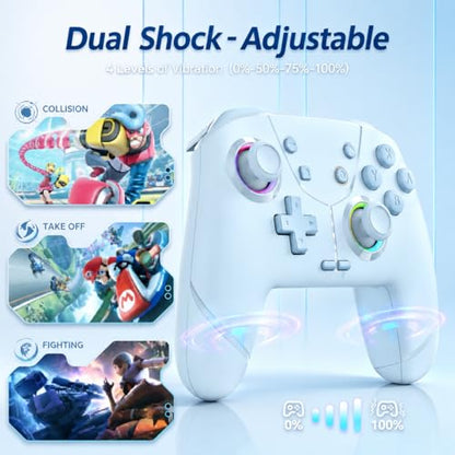 Switch Controller, Wireless Pro Controller for Nintendo Switch 2/Switch/Lite/OLED, Bluetooth controllers Compatible with iPhone/Mac/iPad/iOS/Android/Phone/PC/Steam and TV with Programming/RGB4/Vibration / 3 Turbo Modes/6-Axis/Motion (Blue) - color: Blue
