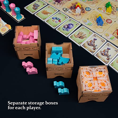 SMONEX Organizer Insert Compatible with Five Tribes and All Expansions - Ideal Board Game Organizer for Vertical Storage - Laser Engraved Insert Suitable for the 5 Tribes Board Game