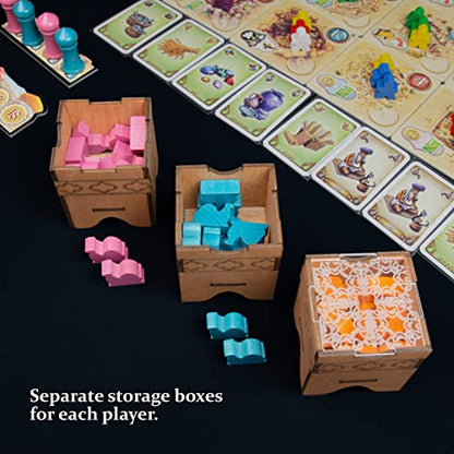 SMONEX Organizer Insert Compatible with Five Tribes and All Expansions - Ideal Board Game Organizer for Vertical Storage - Laser Engraved Insert Suitable for the 5 Tribes Board Game