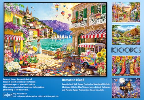 Jigsaw Puzzles for Adults 1000 Piece Puzzle for Adults 1000 Pieces Puzzle 1000 Pieces-Coastal Town Enchanted Escape - color: Coastal Town