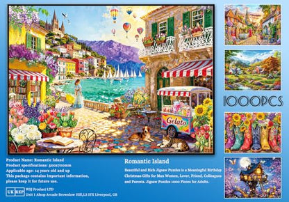 Jigsaw Puzzles for Adults 1000 Piece Puzzle for Adults 1000 Pieces Puzzle 1000 Pieces-Coastal Town Enchanted Escape - color: Coastal Town