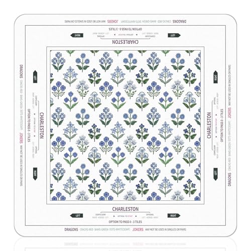 Tegeme Mahjong Mat Flower 31.5" X 31.5" Anti Slip Game Table Cover | Noise Reduction for Quiet Play, Chinoiserie Floral Design, Non Slip Backing Secures Mat, For Mah Jong Card Tile Games - size: 31.5" X 31.5", style: Flower