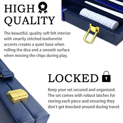 Large Backgammon Sets for Adults - Classic Board Games for 2 Players Adults and Kids - Premium Backgammon Set 15 inch Board and 30 Backgammon Pieces in Quality PU Leather Case - Gift for Man (Blue) - color: Blue