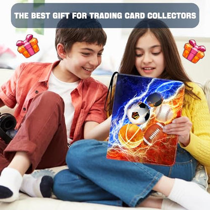 Sports Card Binder 9 Pocket Fits 900 Cards, Trading Card Binder Album Display Holder with 50 Removable Sleeves for Hockey, Basketball, Baseball, Football, Yugioh, MTG, Games Trading Cards | 9-Pocket Structure With 50 Removable Sleeves, Stores 900 Cards, S