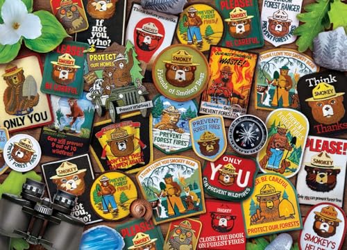MasterPieces - 1000 Piece Jigsaw Puzzle, Smokey Bear Patches, Fun for Adults, Family, Kids 20"x27" - style: Smokey Bear - Patches