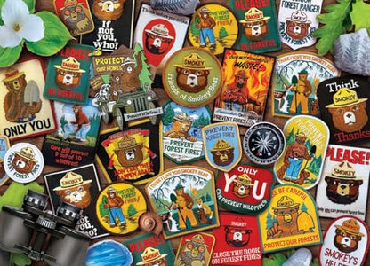 MasterPieces - 1000 Piece Jigsaw Puzzle, Smokey Bear Patches, Fun for Adults, Family, Kids 20"x27" - style: Smokey Bear - Patches