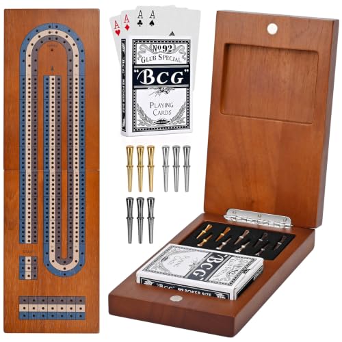 Cribbage Board Game Set,Travel Cribbage Game for Kids and Adults,Classic Strategy Games, Includes Playing Cards(Ages 8+)