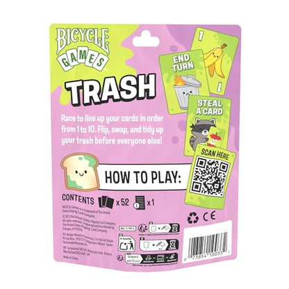 Bicycle Trash Card Game – Fast‑Paced Family Card Game for Kids & Adults, Easy‑to‑Learn Travel Game, Includes Custom Cute Trash Panda Raccoon Deck and Instructions, Fun Strategy Game for Game Night