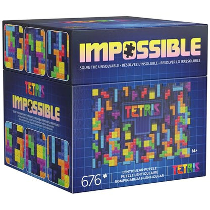 Spin Master Games Tetris Impossible Puzzle | A Mind-Bending Lenticular Puzzle with Color-Shifting Tetris Pieces, Includes Bonus Tetromino Puzzle, 639 Pieces - style: Tetris Puzzle