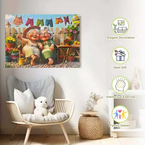 Happy Grandma 1000 Piece Puzzle for Adults,Puzzles for Adults 1000 Pieces,Challenging and Hard Difficult Mosaic Jigsaw Puzzles Toy Games 1000Pieces 27.5 X 19.7inch - color: Happy Grandma