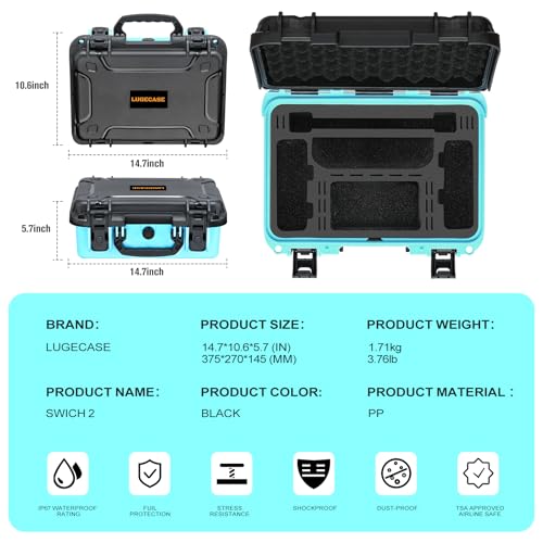 Travel Hard Carrying Case for Switch 2: Deluxe Travel Cases, All In One Carrying Case for Nintendo Switch 2 Console, Pro Controller X 2, Dock, Joy-Con Grip, Power Adapter, 22 Games & Other Accessories - color: Black & Blue