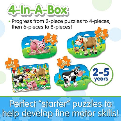 The Learning Journey: My First Puzzle Sets 4-In-A-Box Farm – Farm-Themed Puzzle Sets - Educational Toddler Toys & Activities for Children Ages 2-5 - style: Farm