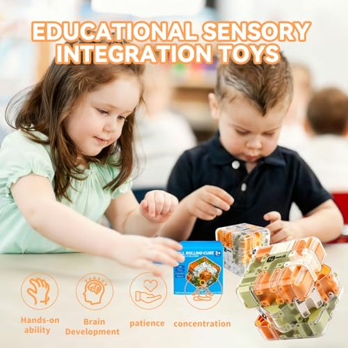 Challenging 3D Labyrinth Maze Cube, Brain-Testing Puzzle Game for Kids 8+, Educational Logic Toy for Home or Travel Easter Basket Stuffers Easter Egg Fillers