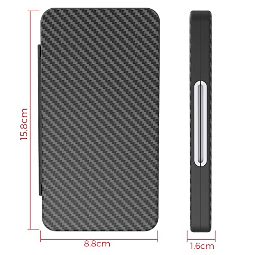 HEIYING Switch Game Case with 48 Precise Slots for Nintendo Switch 2 / OLED | Portable Game Card Holder, Hard ABS Shell with Soft Silicone Lining, Precise Card Slots,Magnetic Closure for Easy Access - color: Carbon Fibre Black