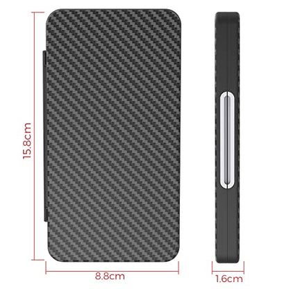 HEIYING Switch Game Case with 48 Precise Slots for Nintendo Switch 2 / OLED | Portable Game Card Holder, Hard ABS Shell with Soft Silicone Lining, Precise Card Slots,Magnetic Closure for Easy Access - color: Carbon Fibre Black