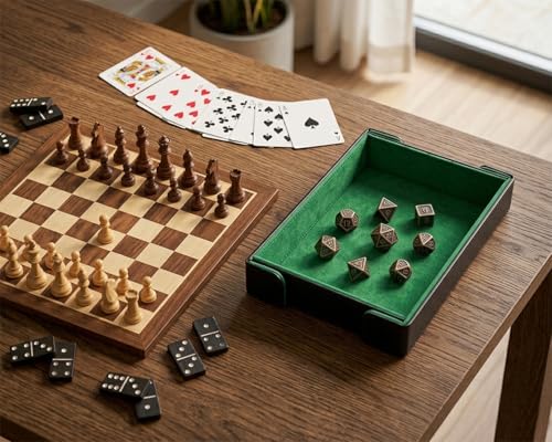 Magnetic Dice Tray for DND Dice Folding Dice Rolling Tray PU Leather Dice Holder for Tabletop RPG Board Games