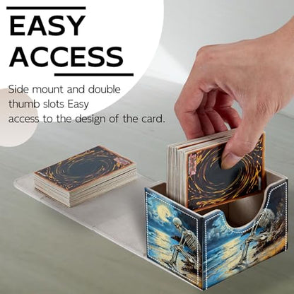 Trading Card Storage Box, Holds 100+ for MTG Cards, Premium PU Leather with Magnetic Closure, Moonlit Sea Skeleton Durable Deck Box for Magic the Gathering, Trading Card Games - color: Moonlit Sea Skeleton