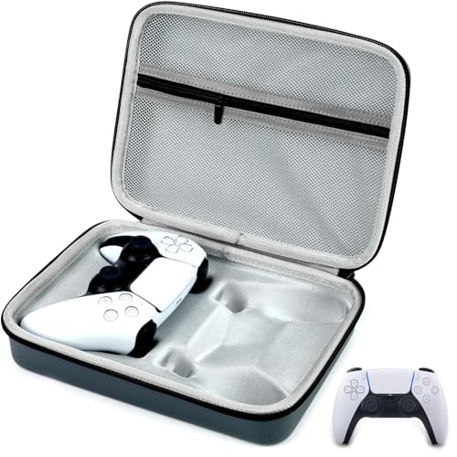 AJKTHGE PS5 / PS4 Controller Case, Dual Gaming Controller Protective Hard Shell, PS5 Two Controllers Travel Carrying Bag with Room for Cable Cord and Accessories (Gray)