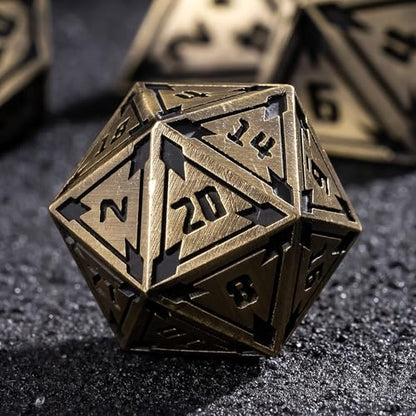 UDIXI Metal Dice Set D&D Heavy Metallic DND Dice for Tabletop Game (Bronze) | 7-Pieces, Lozenge Pattern, Zinc Alloy Material, Gorgeous Gift Case, DM Gift, for Dungeons and Dragons Role Playing Games - color: Ancient Bronze