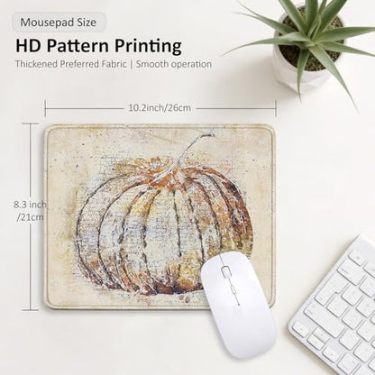 Fall Farmhouse Mouse Pad for Desk 9.5x7.9 Inch - color: Pumpkin