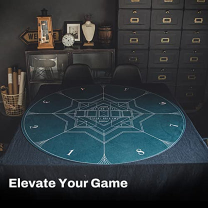 SLOWPLAY Nash Poker Mat, Ultra Smooth, Portable, Art Deco Layout | Velvety smooth surface; non-slip rubber base; hemmed edges; super portable carry bag; exquisite Art-Deco design - color: 47 Inch Round