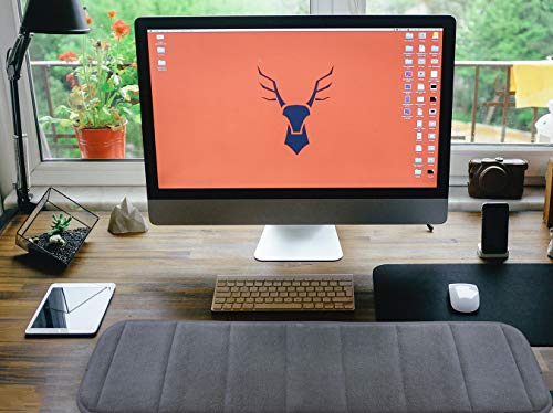 CREATIEE-PRO Upgraded Computer Wrist Elbow Pad Desktop Keyboard Arm Rest | Premium Memory Cotton Support Mat for Office Desktop Working Gaming - Less Elbow Pain(Long-Sized, 7.9 x 31.5 inch), Grey