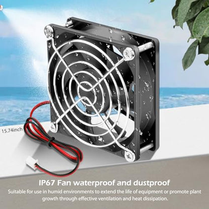 Wathai IP67 Waterproof 80mm x 25mm 12V Cooling DC Fan for RV Fridge Exhaust | 2 Pack, Dual Ball, 3 Inch, High Speed 12V Fan for RV Fridge Refrigerator DC Brushless Fan 12V waterproof 80mm - size: 80x25mm
