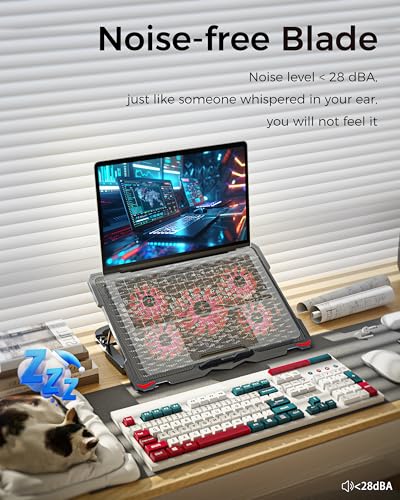 AICHESON Laptop Cooling Pad for 17.3" Notebook, Red 5 Fans - color: Red