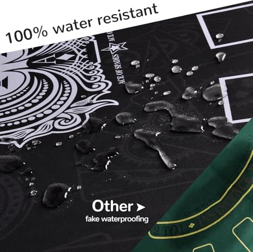 70 x 35 Inch Poker Mat for Table, Texas Hold'em Poker Table Top Mat with Carrying Bag, Waterproof Anti-Slip Rubber Blackjack Mat for Home Game Nights Up to 8 Players - color: 70 X 35 Inch Blue