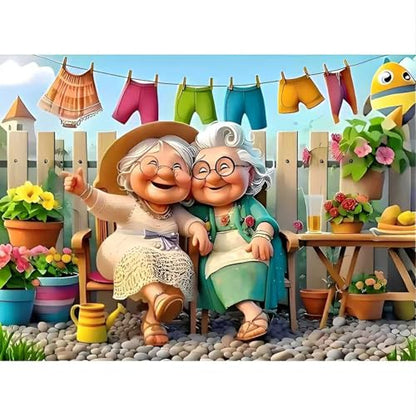 Happy Grandma 1000 Piece Puzzle for Adults,Puzzles for Adults 1000 Pieces,Challenging and Hard Difficult Mosaic Jigsaw Puzzles Toy Games 1000Pieces 27.5 X 19.7inch - color: Happy Grandma
