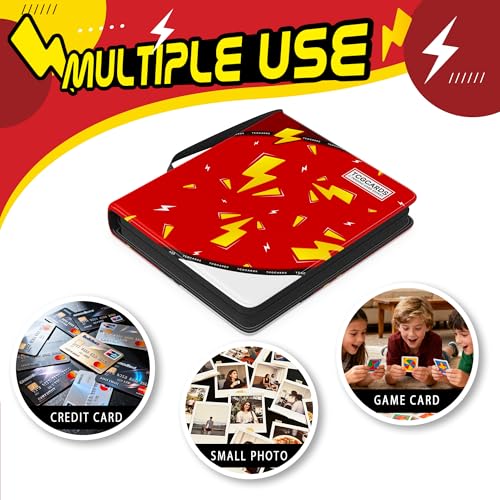 Trading Card Binder 9 Pocket,900 Pocket Card Collection Binder with 50 Removable Sleeves,PU Waterproof Top Card Book,3-Ring Zipper Collectible Trading Card Album for MTG/TCG/Card Holder Gift（Red） - color: Red, size: Large