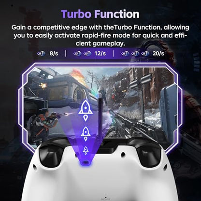 DOYO Wired PS5 Controller for PlayStation 5, PC, PS4, USB Gamepad Joystick for Windows 7/8/10, Laptop, Steam - Hall Effect Trigger, Dual Vibration, Turbo, 6 Axis Gyro Sensor, 3.5mm Audio Jack - color: White-Wried