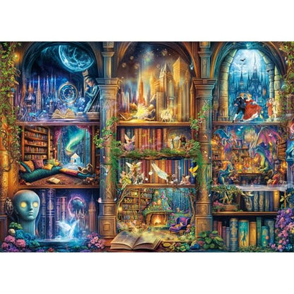 Puzzles for Adults 1000 Pieces, Enchanted Library Jigsaw Puzzle with 1:1 HD Poster, Perfect Interlocking No Dust, Stress Relief Ideal Gift for Family Games - color: Enchanted Library