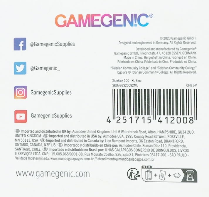 GameGenic Deck Box – Sidekick XL Blue 100CT – Durable and Sturdy TCG, OCG, CCG Card Storage – Compatible with Pokemon, Yugioh, Commander, and MTG Magic: The Gathering Cards - color: Blue